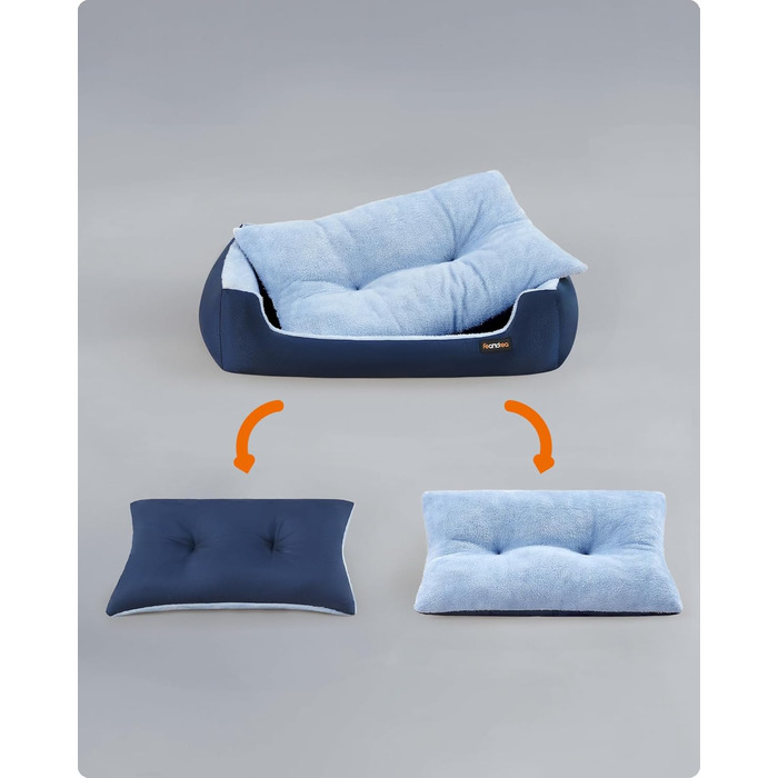 Ліжко для собак Feandrea, корзина для собак з двостороннім матрацом, PGW001Z (85 x 65 x 21 см, антрацит-блакитний + світло-блакитний)