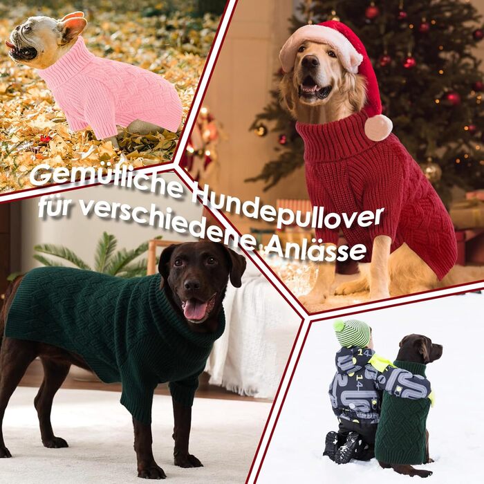 Теплий зимовий пуловер для собак AOFITEE, XS, червоний. Пуловер для котів та цуценят, зручний ролкраг.