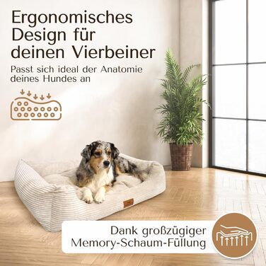 Ортопедичне ліжко для собак Freudentier з корду - миється - знімний лежак - сертифікат Oeko® TEX - ручної роботи в Європі - для маленьких, середніх та великих собак (L) (Кремовий, XXL (120x82cm))