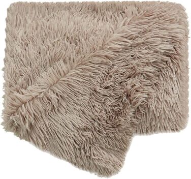 MISSMAO Лежанка для собак та котів, м'яка плюшева, миється, для великих, середніх та маленьких тварин, білий (50x36 см), бежево-коричнева