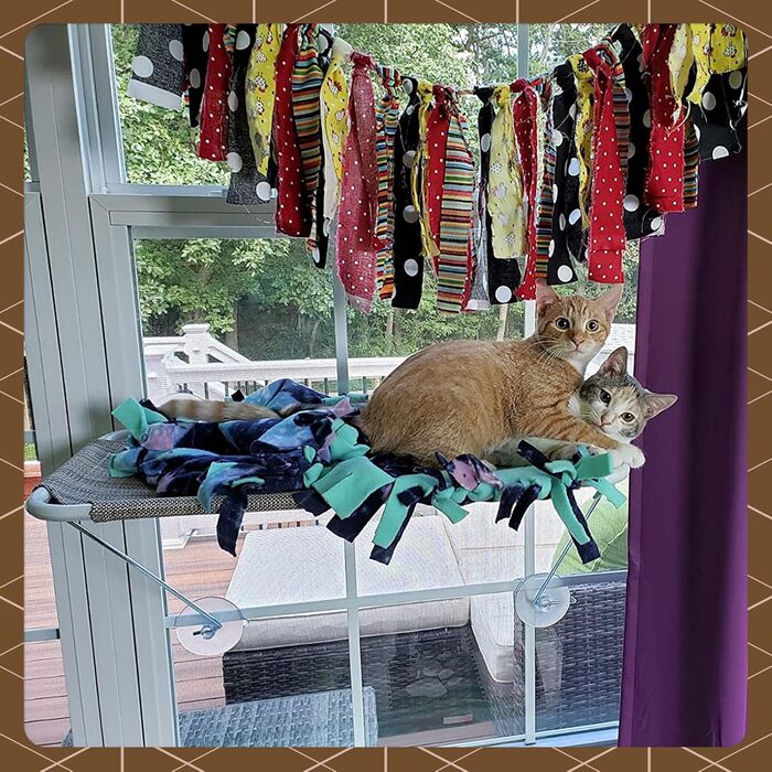 Кіт-гамак для вікна LSAIFATER 360° з металевими опорами, чорний