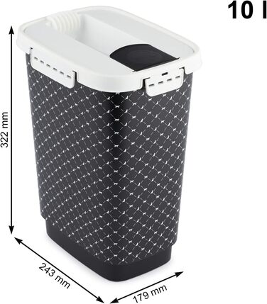 Контейнер для корму Rotho MyPet Cody 10л з кришкою та клапаном, BPA-free, антрацит/білий, 10л