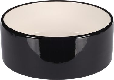 Миска для собак Flamingo Rocky, кераміка, 1700 мл, чорно-біла, для великих собак, миється в посудомийній машині