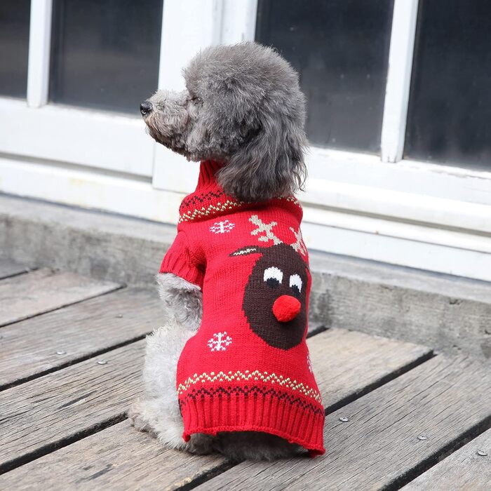 Стильний зимовий светр для собак на Новий рік з оленем (XXL, червоний)