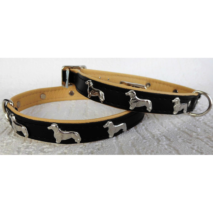 Ліденячий нашийник для собак DACKEL, шкіряний, обхват шиї 28-32/30-36/36-41 см, Чорний - Бежевий, НОВИЙ