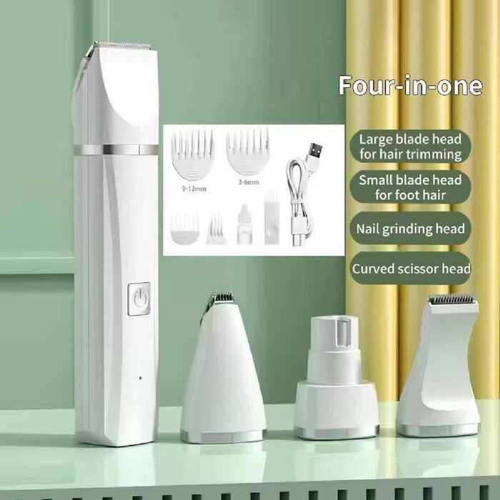 Набір для грумінгу домашніх тварин Tickle Paw 4 в 1: тример для шерсті, машинка для стрижки, шліфувальник для нігтів (для котів та собак)