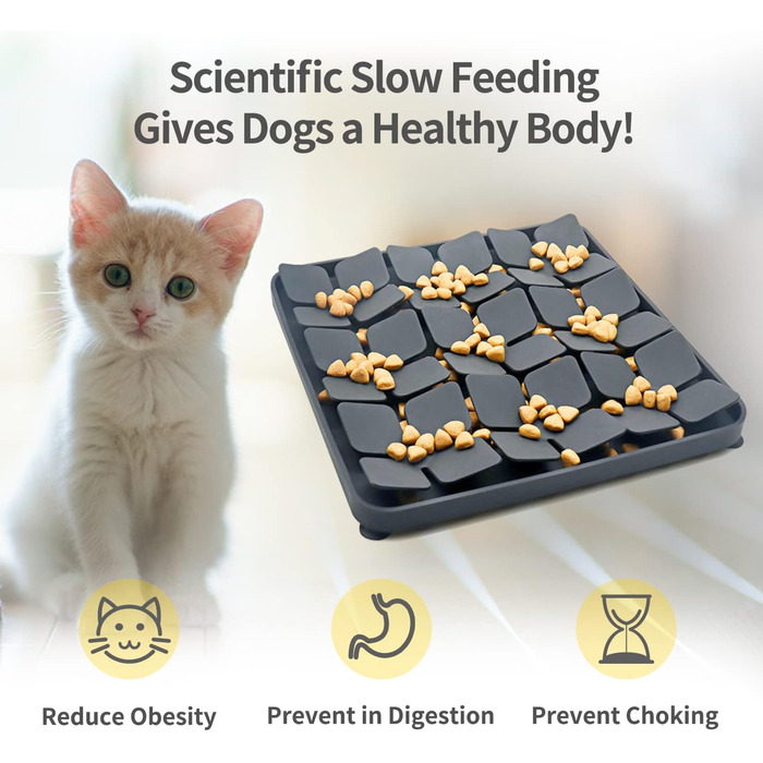 Килимок для повільного годування Hund & Katze Bowite Silikon з присосками для котів та маленьких собак (сірий)