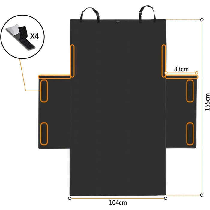 Захист для багажника автомобіля для собак FINEVERNEK з боковим захистом, ковдра для собак на заднє сидіння, універсальна ковдра для собак з кишенькою для зберігання, водовідштовхувальна, легка у догляді та стійка до подряпин, чорного кольору