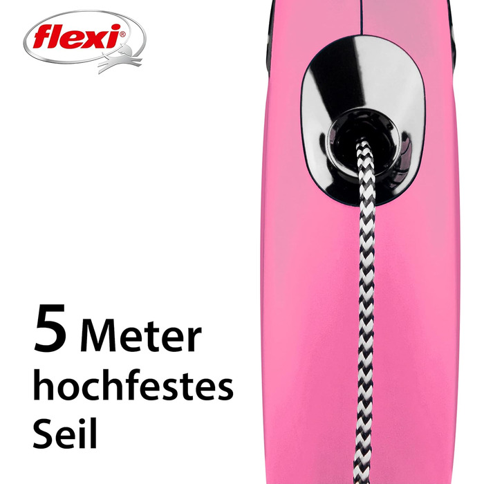 Рулетка для собак Flexi 25210769, розмір M, до 25 кг, 4.8 м, рожева