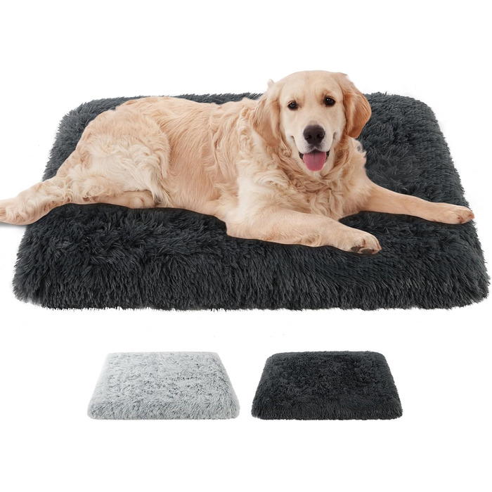 М'яке ліжко для собак та котів Aomig: квадратне, плюшеве, 75x50x8 см, сірий колір