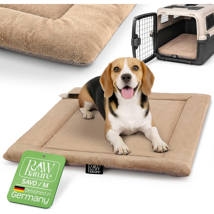 Лежанка для собак RAW Nature Hundedecke SAVO, XL (110x70x4,5 см) – м'яка, двостороння, для переносок, пісочно-коричнева