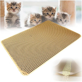 Килимок для котячого туалету XXL, двошаровий, водонепроникний, 60x90 см/116x66 см, легке чищення, бежевий