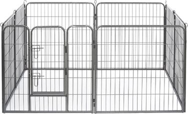 Клітка для цуценят та дрібних тварин Lionto, 80x80 см, розширювана, для дому та саду, з дверцятами та засувом, 8 елементів