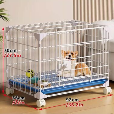 Клітка для собак, переноска для собак, вольєр для собак у квартиру, металева, з дашком та висувною полицею, на колесах (52x36x49 см, 92x56x70 см)