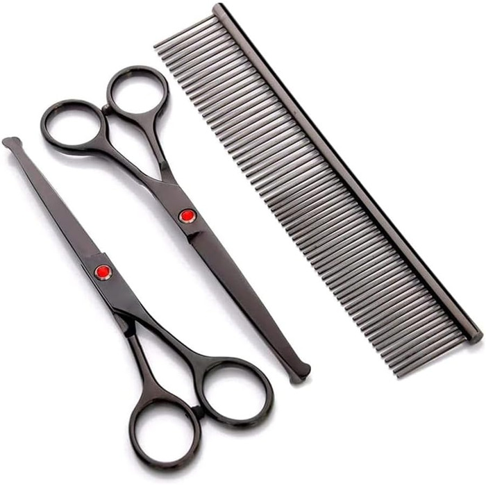 Професійна ножиця для собак, вигнута ножиця, ножиці для стрижки шерсті собак, набір з нержавіючої сталі, спеціально для стрижки шерсті тварин (чорний)