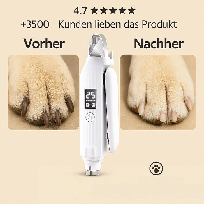 PetTrim 2-в-1: електричний триммер для кігтів + шліфувальник, LED-підсвітка, для котів та собак усіх розмірів, перезаряджається