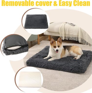 М'яке ліжко для собак середніх порід та котів, 75 x 50 x 8 см, темно-сірий колір