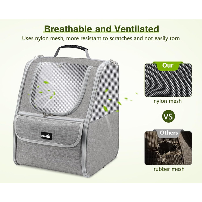 Плед-рюкзак для кота Pecute, сірий, класичний, до 6 кг