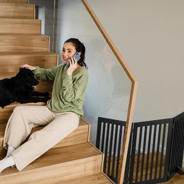 Захисне ворота для собак Relaxdays, 92x206.5 см, розкладне, з ніжками, чорне (3 панелі)