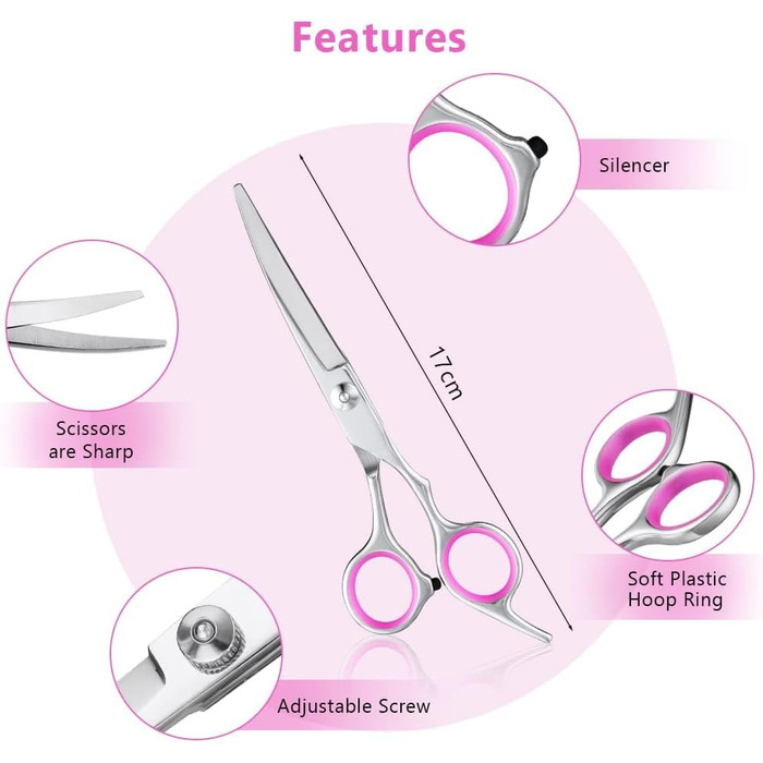 Набір для грумінгу собак, 4 частини: ножиці для нігтів, ножиці для стрижки, витончувальні ножиці та гребінець. З нержавіючої сталі, для собак, котів та інших тварин