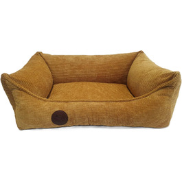Ортопедичне ліжко для собак, сумісне з великими, середніми та маленькими породами, жовто-гірчичний колір, миється, розмір S (60x40x15 см)