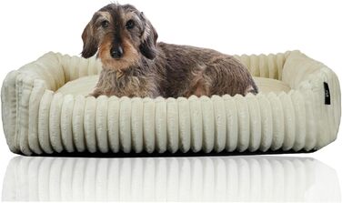 М'яке ліжко для собак та котів Rohrschneider Kuschelsofa Deluxe | З антиковзною основою | З корзиною для маленьких та середніх тварин | Бежеве, 50x70x15 см