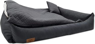 Ліжко для собак Odolplusz XXL, 120x90 см - знімний, водонепроникний чохол, зручний кошик для великих та середніх собак, миється та міцне, Графіт, 80 x 120 x 20 см