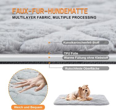 М'який килимок для собак, тепла ковдра для котів та собак, 75 x 50 см, M, м'яка підкладка, можна прати в пральній машині, неслизький, багатофункціональний, сірий