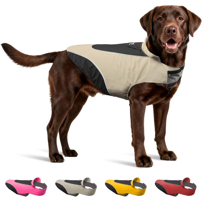 Дощовик для собак TSPRO Premium, водонепроникний, з світловідбиваючими смугами, отвір для повідка, для собак малих та середніх порід, регульовані ремені, сухий на прогулянках (M/L), сірий