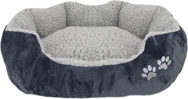 М'яке та пухнасте ліжко для собак та котів 70x64x18 см - зручне спальне місце з високим бортиком, антиковзким дном, легко миється. Міцне ліжко для тварин сірого кольору (сірий/графіт)