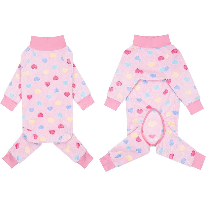 Теплий зимовий костюм-піжама для собак середніх та великих порід (XXXL, Рожеве серце)
