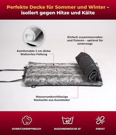 Німецька туристична ковдра для собак Outdoor, міцна та водонепроникна, 40°C, з наповнювачем 3 см (55x75 см, 85x120 см, Shadow)