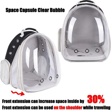 Рюкзак для кота, переноска для тварин до 9 кг, з фронтальною розширенням, чорний, для котів, цуценят, кроликів