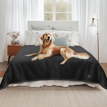 Водонепроникний коврик для тварин Luciphia, Sherpa Fleece, захист меблів для собак та котів, сірий-білий, L (65x57 см)