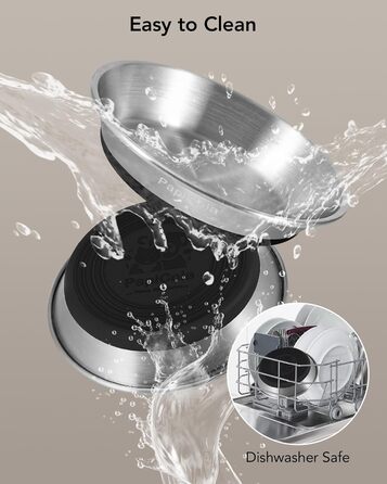 Набори мисок для котів з нержавіючої сталі, 3 шт., 16 см. Антиковзка підставка, широкі та плоскі миски, зручні для вусів