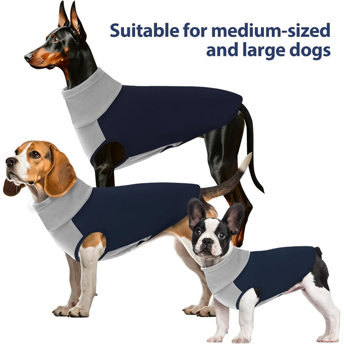 Пуловер для собак з флісу, блакитний - для великих порід, дихаючий та зручний - легко одягається, обхват грудей 55 см