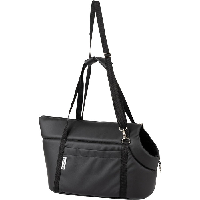 Сумка-переноска для собак та котів Boutique Zoo XL (до 15 кг) – велика, м'яка, складна та пральна – 52×35×39 см (розміри складена: 42x29x33 см) – чорний колір, штучна шкіра