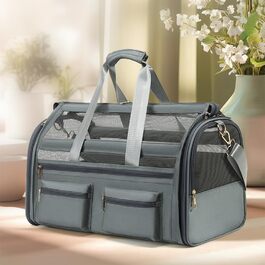 Транспортна сумка для кота/собаки до 10 кг, складана переноска для середніх та маленьких тварин, для подорожей літаком, авто, поїздом, з ремінком, переноска-сумка