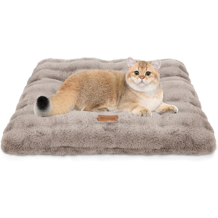 Ліжко для котів Nobleza, м'яке та пухнасте, 50 x 40 см, коричневе. Також підходить для маленьких собак. Легко миється, не слизьке.