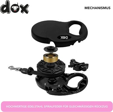 Рулетка для собак DDOXX - міцна, світловідбиваюча, рожева, до 20 кг, 5 м