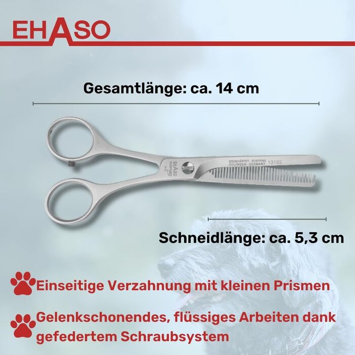 Ножиці моделювальні EHASO, 14 см, 34 зубці, односторонні, преміум-якість