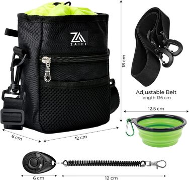 Сумка для ласощів для собак Leckerlibeutel: зручна сумка для цуценят з регульованим ремінцем, кліпсою для пояса, дозатором кульок та кишенями на блискавці та на шнурку