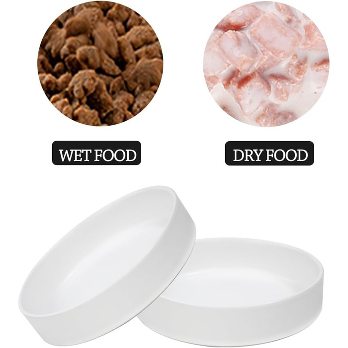 Набір мисок для котів з кераміки, 3 шт. – миски для котів та кошенят, 15 x 4 см, білий