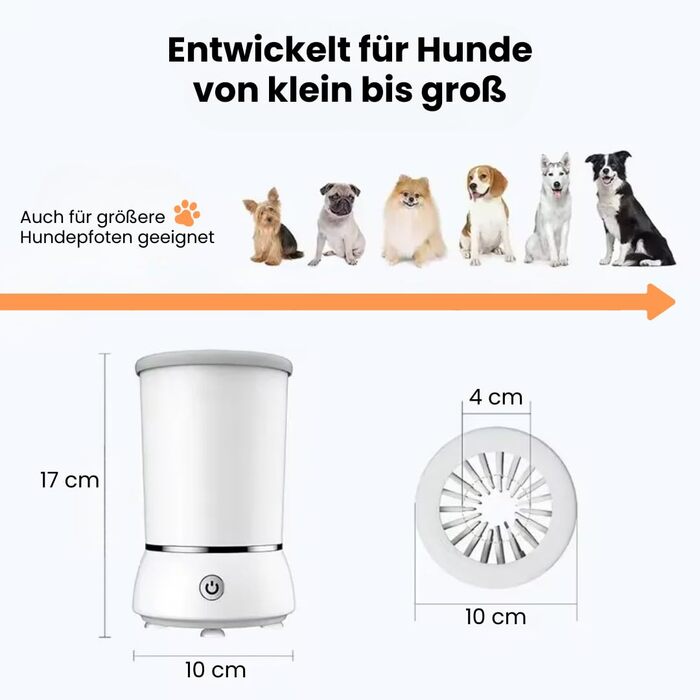 Pawclean Pro: Автоматичний очищувач лап для собак та котів – 360° силіконова щітка, USB, білий/блакитний