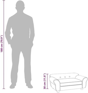 Софа для собак VidaXL Бордовий колір 72x45x30 см, плюшеве ліжко для собак та котів, диван для тварин