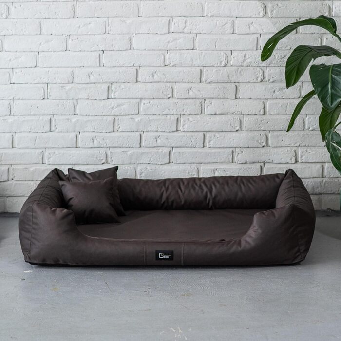 Ортопедичне ліжко для собак Puffi Orto, велике, середнє, маленьке - подушка для собак, килимок для собак з поліестеру - водонепроникне, зносостійке, знеболююче (4XL+|180x130см, Коричневий)