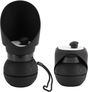 Складана пляшка для води для собак, силіконовий напійник для тварин, диспенсер для води для цуценят, дорожній напійник для собак, для прогулянок та походів (чорний)