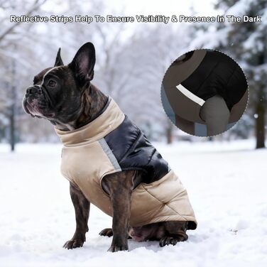 Зимова куртка для собак маленьких та середніх порід, теплий собачий халат з подвійним D-подібним кільцем, вітронепроникна куртка для цуценят та собак для активного відпочинку (Хакі, M)