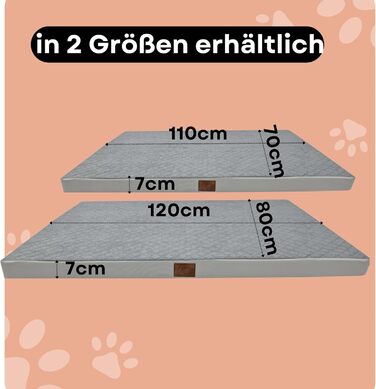 Ортопедичне собаче ліжко Odolplusz для великих собак | М'яке ліжко-матрац для собак середніх та великих порід | Знімний, пральний чохол (Сірий, 120x80x7 см)