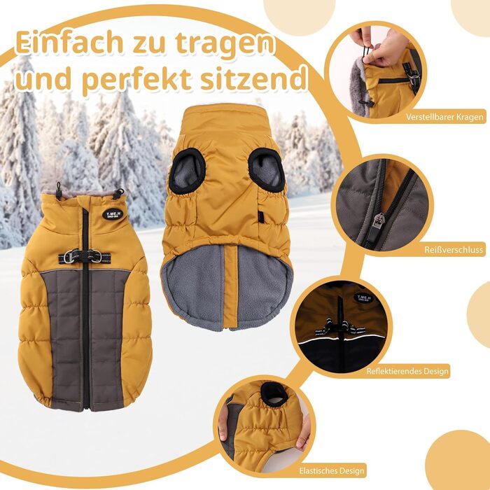 Жакети для собак на зиму: тепла жилетка з D-порогом, бавовна, 3XL, жовта